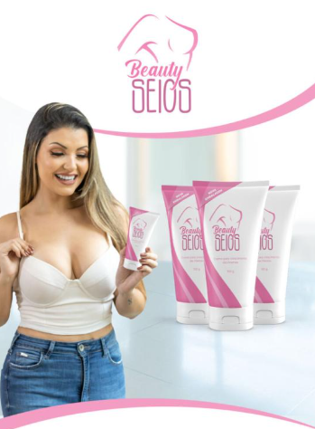 Mulher segurando o creme Beauty Seios